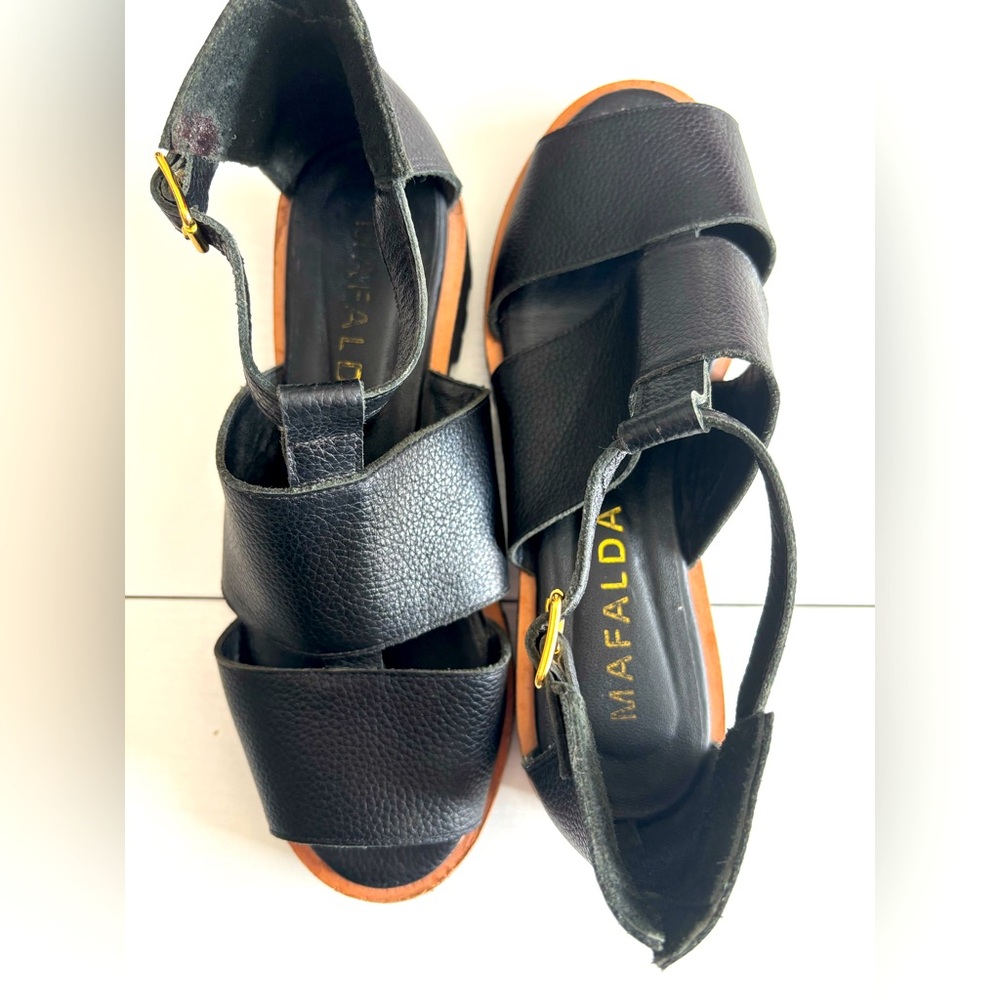 Mafalda Black Leather Sandle With Buckle Detail Size 36/5 - Picture 4 of 9